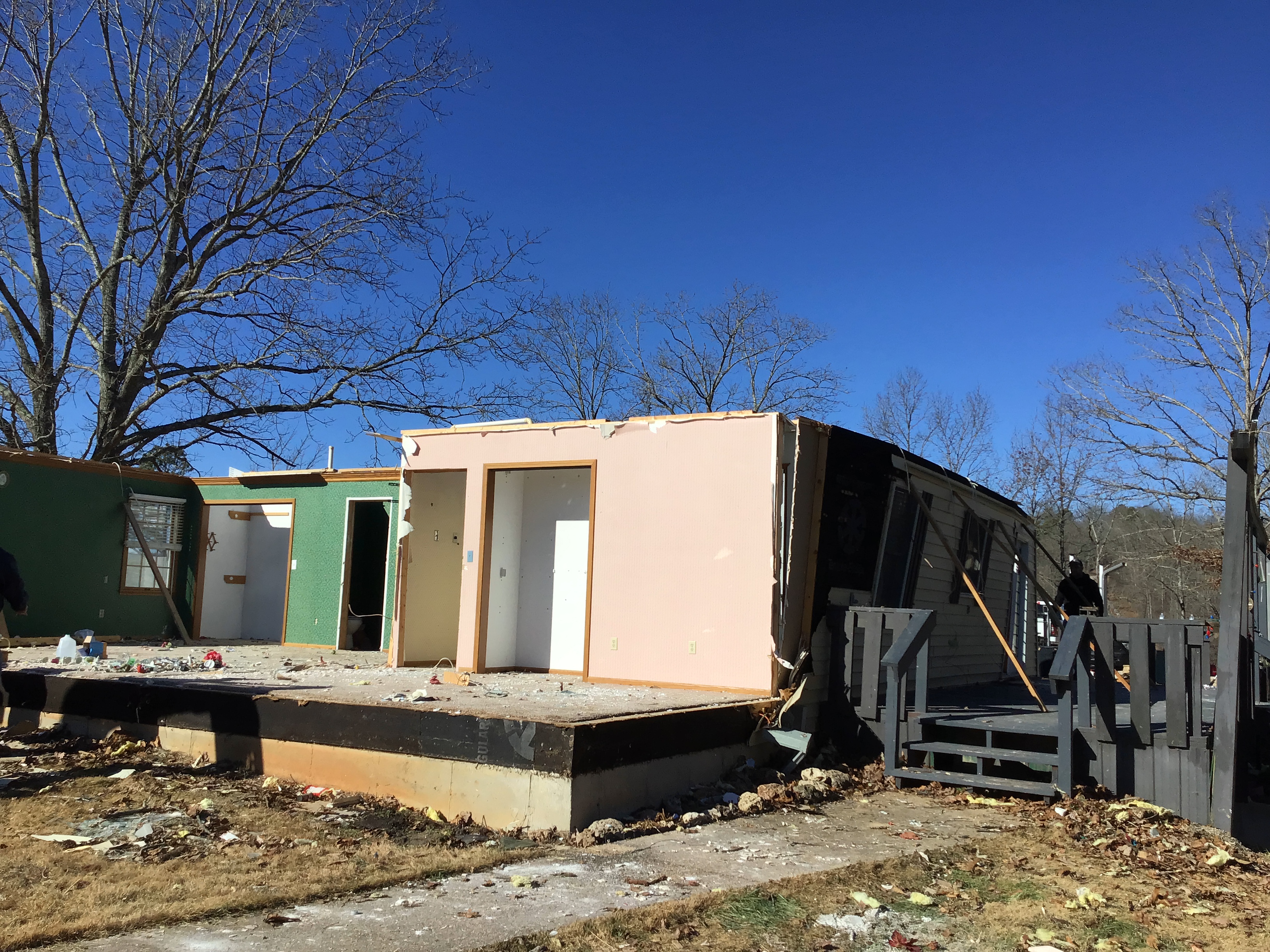 EF2 damage to a home off of County Road 442. Most of the roof is gone.