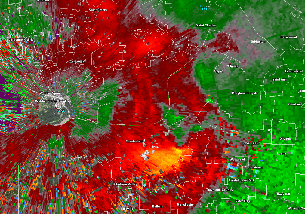 Velocity image of Chesterfield tornado producing storm