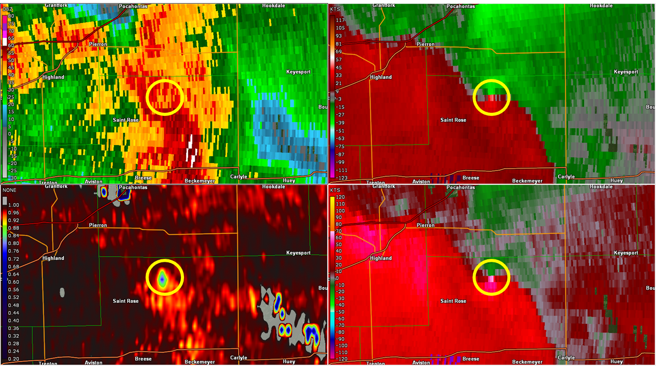 Radar data from the Breese, IL - Greenville, ILÂ tornado.