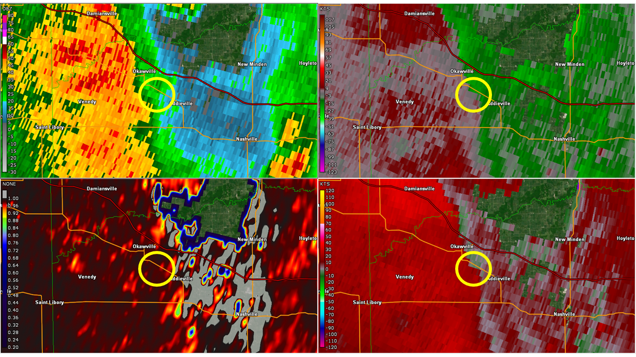 Radar data from the Okawville, IL tornado.