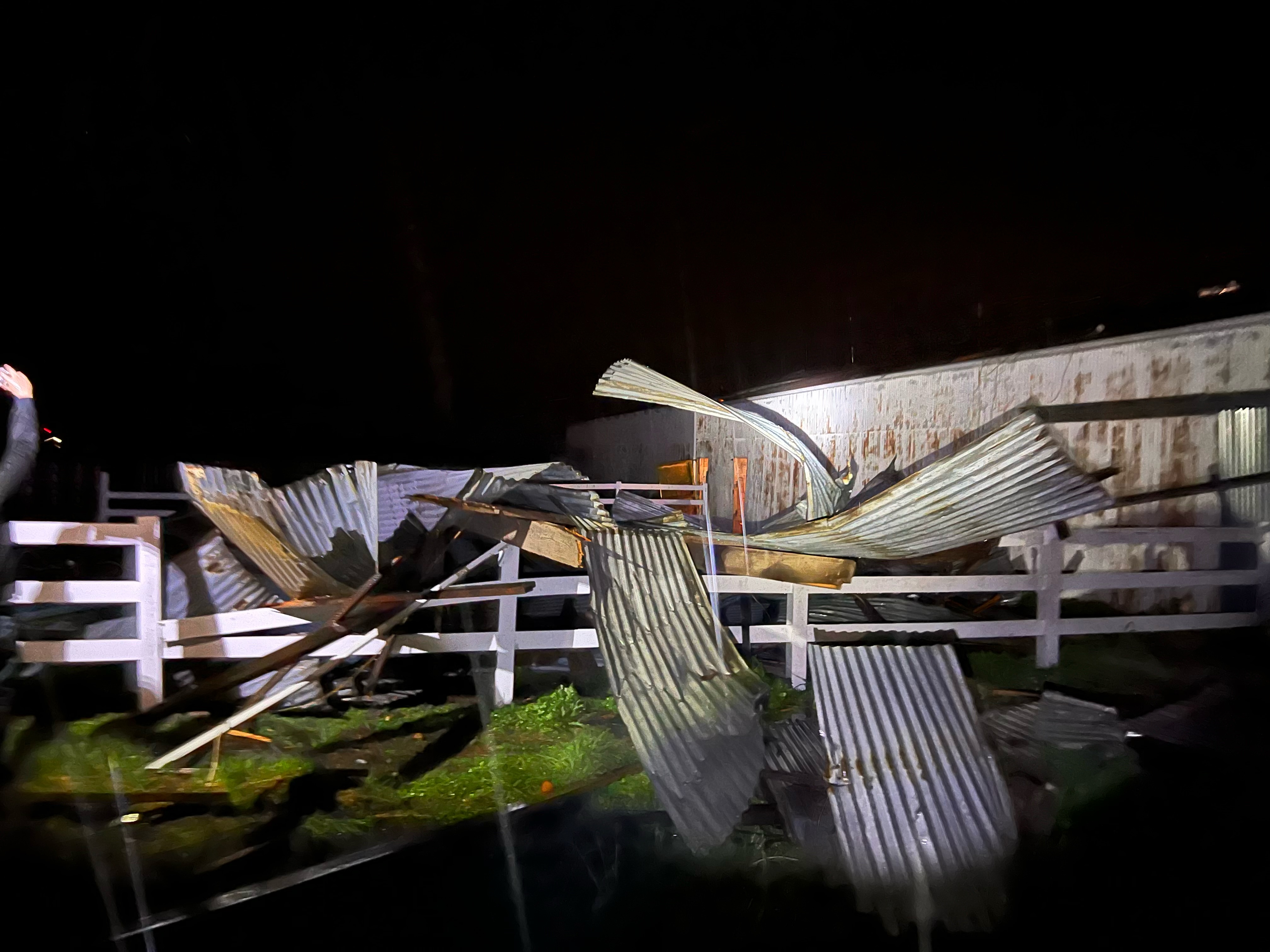 Photo of damage to the Highland Saddle Club near Highland, IL