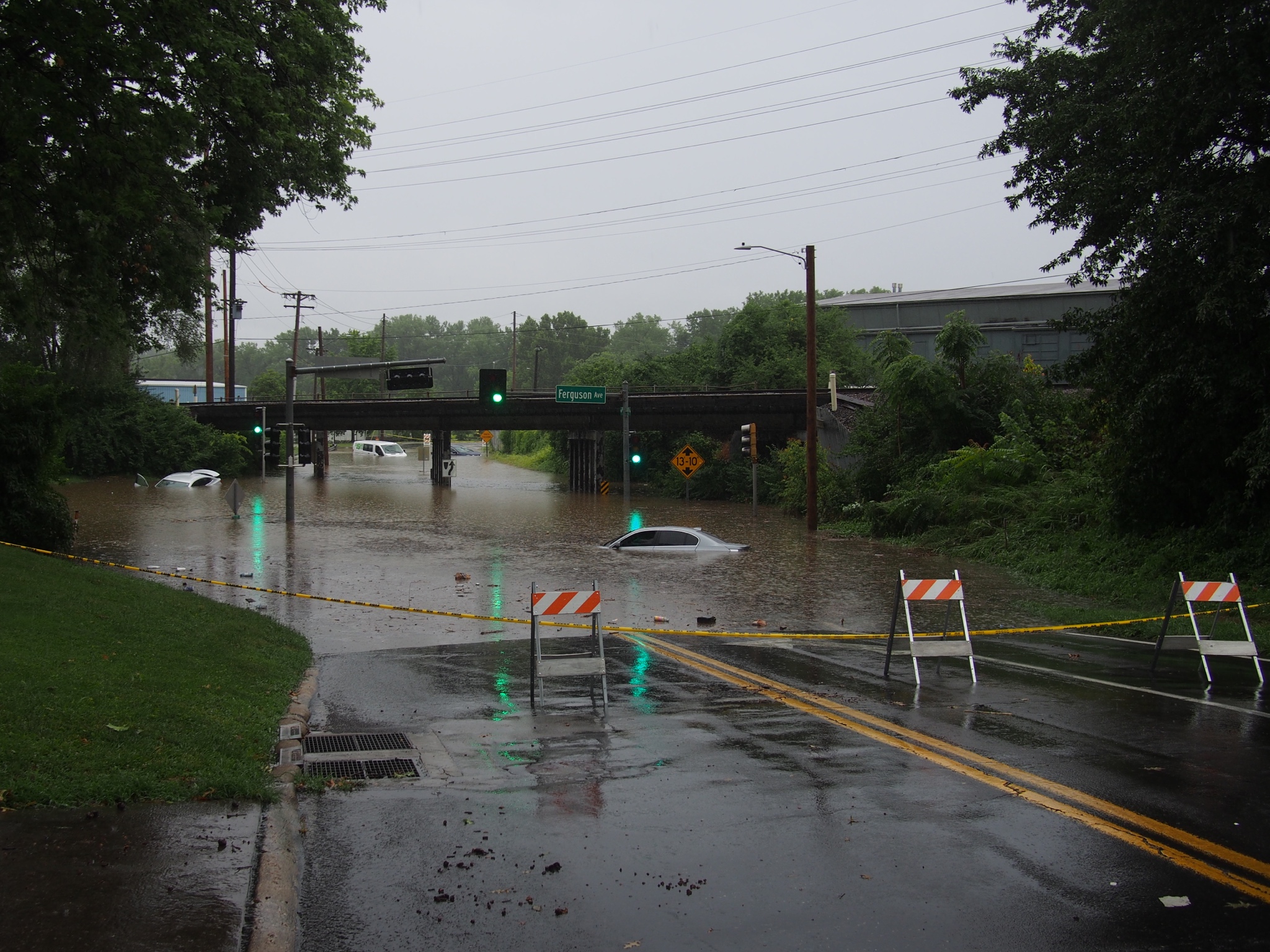 Flooding on South Elizabeth and Ferguson Avenue in Ferguson, MO.