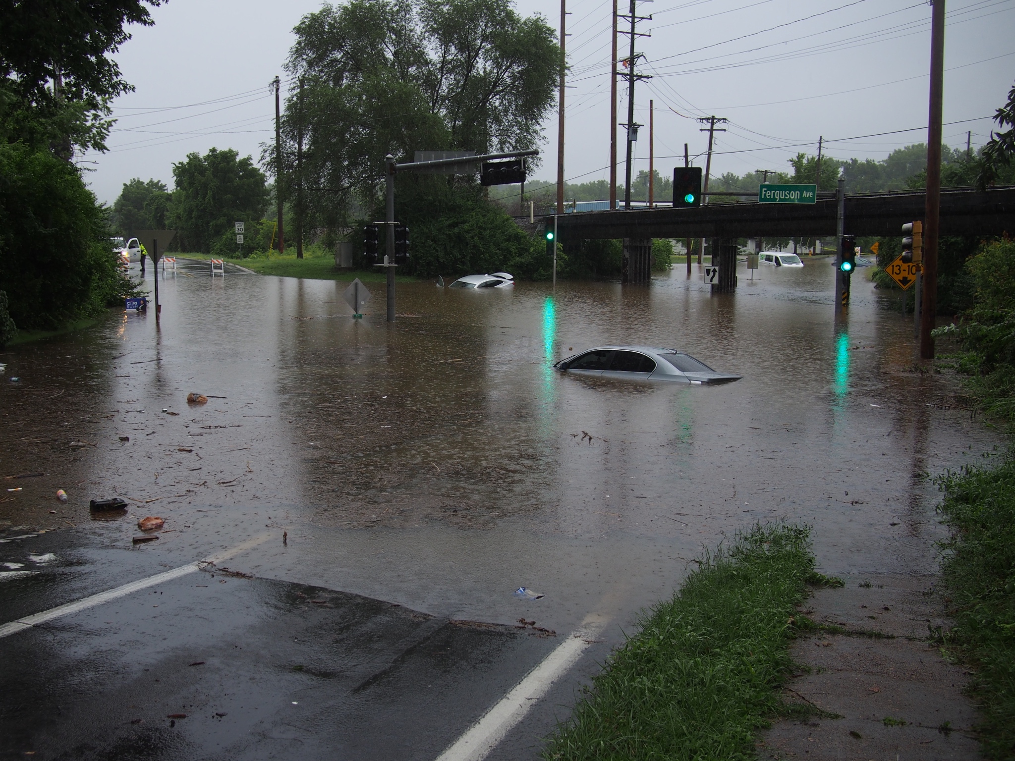 Flooding on South Elizabeth and Ferguson Avenue in Ferguson, MO