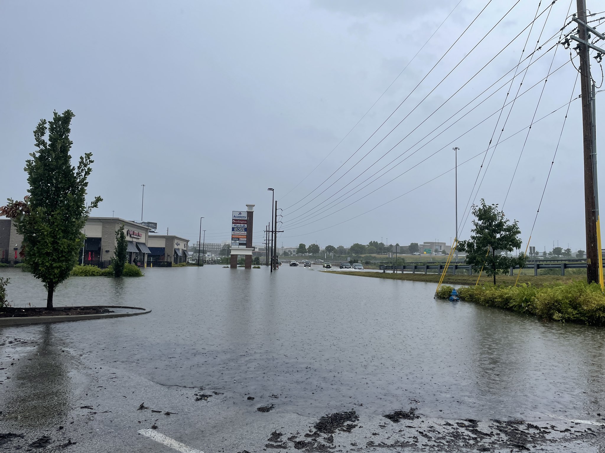 Flooding at Mid Rivers Mall Drive at I-70 in St. Peters, MO