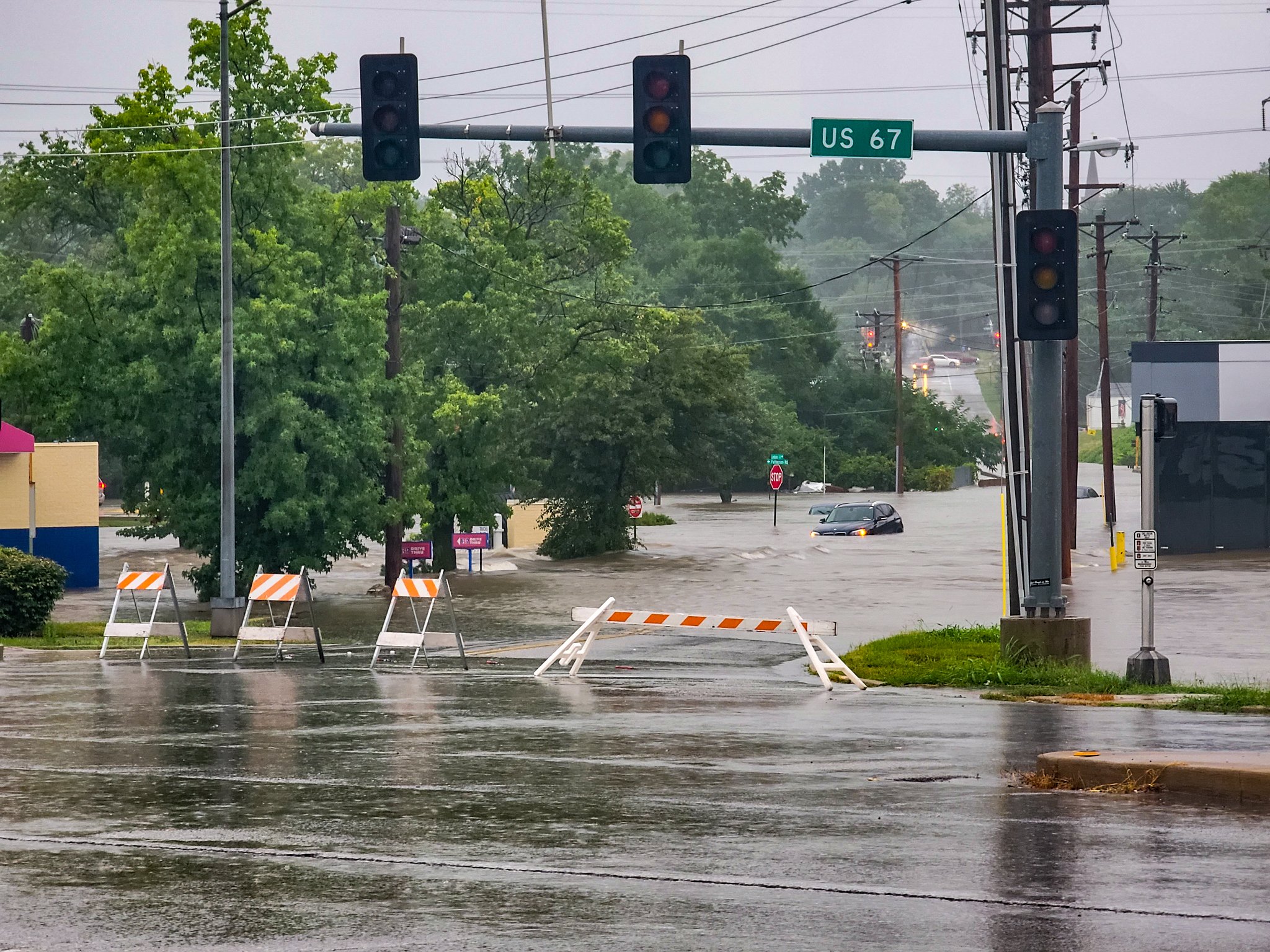 Flooding at Lindbergh Blvd. and St. Denis St. in Florissant, MO