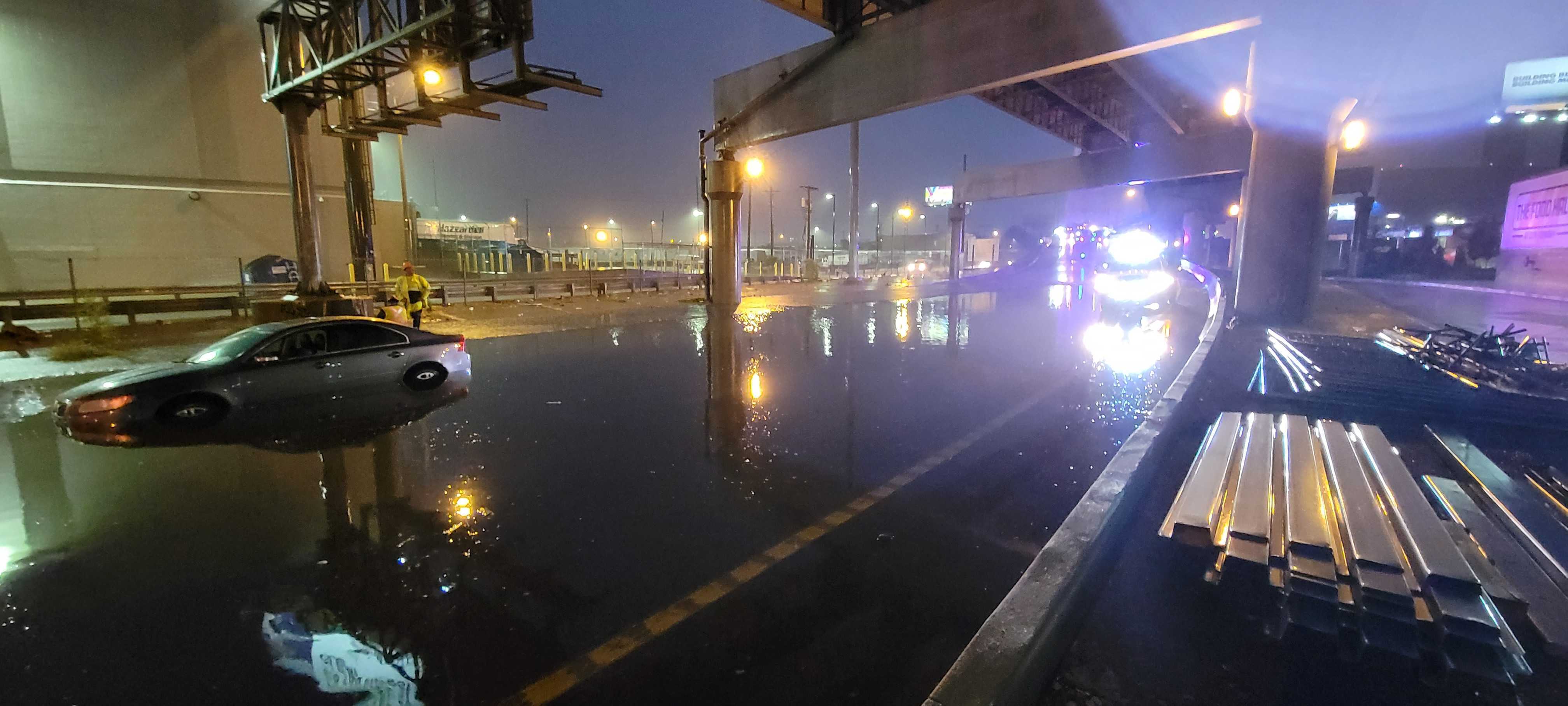 Flooding on I-64 Eastbound at Grand Avenue in St. Louis, MO.