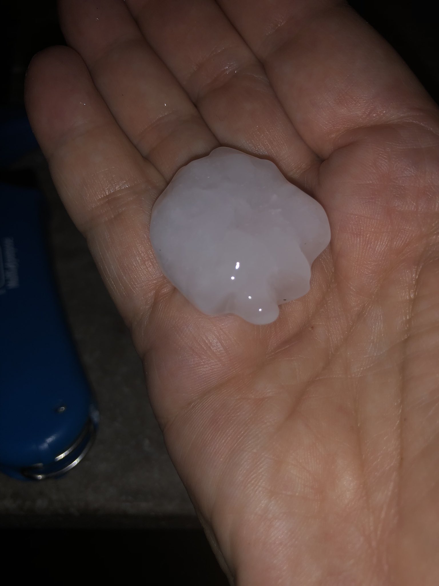 Photo of large hail in Kirkwood, MO.