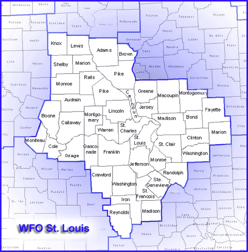 St Louis Area Zip Code Map CWA Map NWS WFO LSX CWA