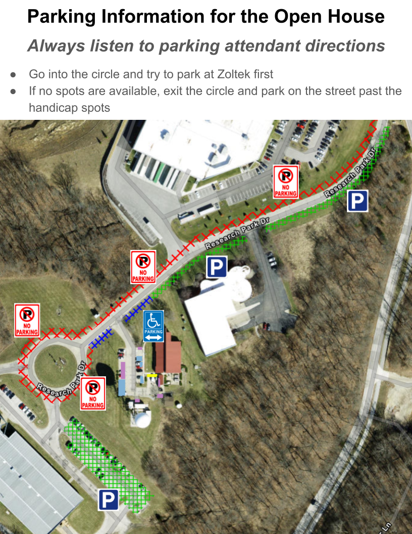 A map with parking information for the open house.