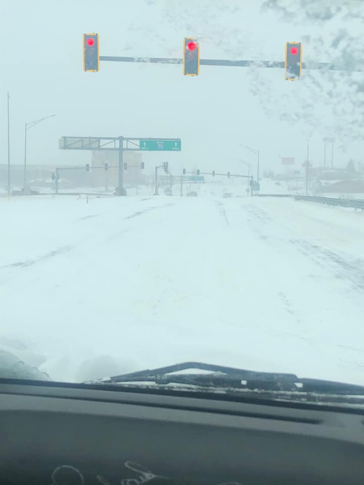 Snowy roads in Arnold, MO.