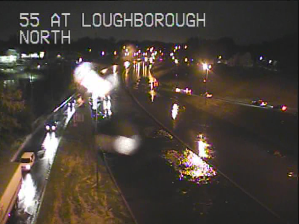 Photo of flooding on I-55 near Loughborough from MODOT camera.