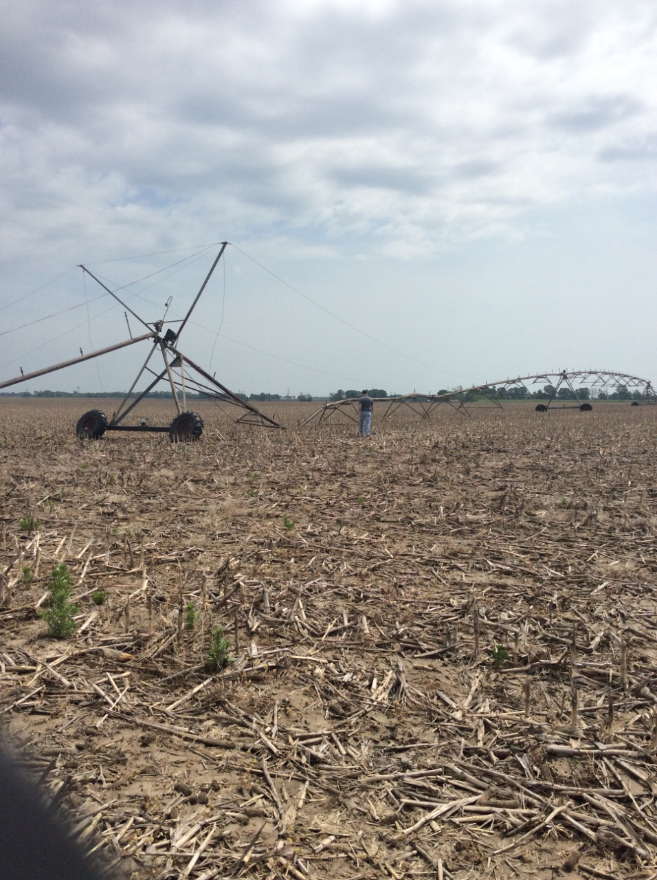 Photo of damage to a field irrigator.