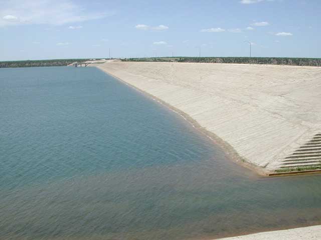 Looking north along the dam. 
