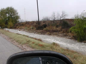 Water draining down a ditch near Lubbock on 11/17/2004