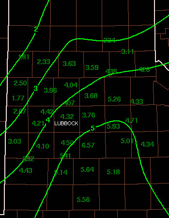 Plot of 4-day rainfall totals