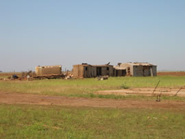 Damage from the second of two tornadoes to impact Ralls, TX. Click on the image for a larger view.