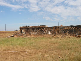 Damage from the second of two tornadoes to impact Ralls, TX. Click on the image for a larger view.