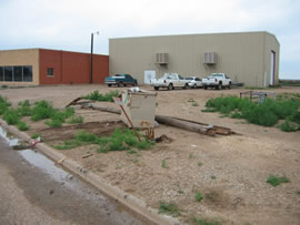 Image of damage from June 9, 2005 storm. Photograph taken by Brian LaMarre, Warning Coordination Meteorologist, WFO Lubbock, TX.