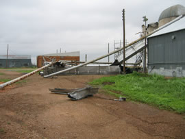 Image of damage from June 9, 2005 storm. Photograph taken by Brian LaMarre, Warning Coordination Meteorologist, WFO Lubbock, TX.