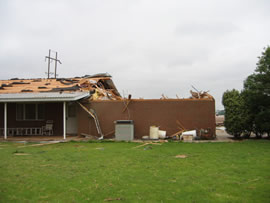 Image of damage from June 9, 2005 storm. Photograph taken by Brian LaMarre, Warning Coordination Meteorologist, WFO Lubbock, TX.