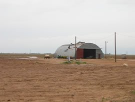 Image of damage from June 9, 2005 storm. Photograph taken by Brian LaMarre, Warning Coordination Meteorologist, WFO Lubbock, TX.