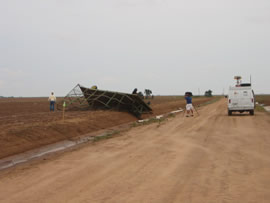 Image of damage from June 9, 2005 storm. Photograph taken by Brian LaMarre, Warning Coordination Meteorologist, WFO Lubbock, TX.