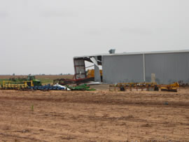 Image of damage from June 9, 2005 storm. Photograph taken by Brian LaMarre, Warning Coordination Meteorologist, WFO Lubbock, TX.