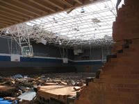 Damage sustained to the Childress High School.