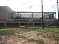 Damage sustained to the Childress High School.