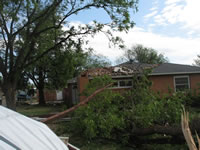 Damage to residential area to the west of the Childress High School.