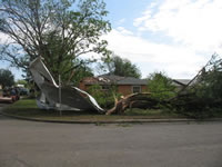 Damage to residential area to the west of the Childress High School.