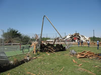 Damage associated with the tornado in the Fair Park area (east of the High School).