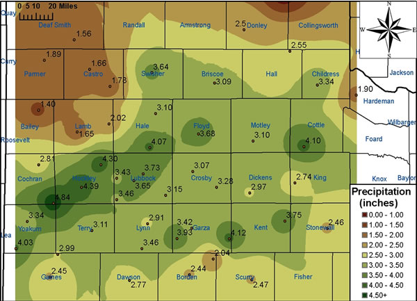 Above is a map of the rainfall (in inches) that fell across the region from Friday, September 1, 2006, through Monday, September 4, 2006. 