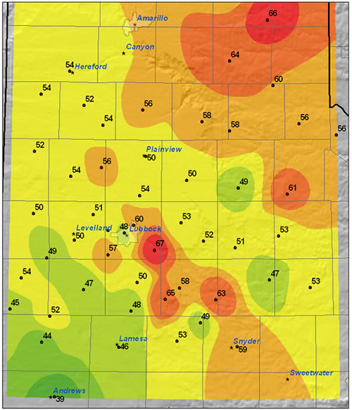 Map of Peak Wind Gusts