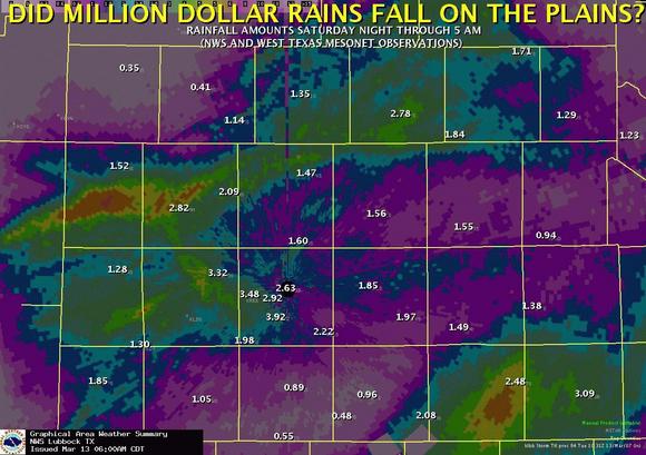 Radar estimated storm total  precipitation from late Saturday (10 March 2007) and early Tuesday (13 March 2007), 