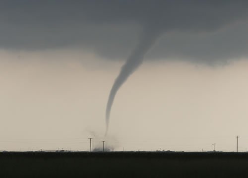 A picture of tornado that touched down southwest of Silverton between 5:30 and 6:00 pm on 28 March 2007. The picture is courtesy of KCBD Channel 11 News viewer Connie Barnett.