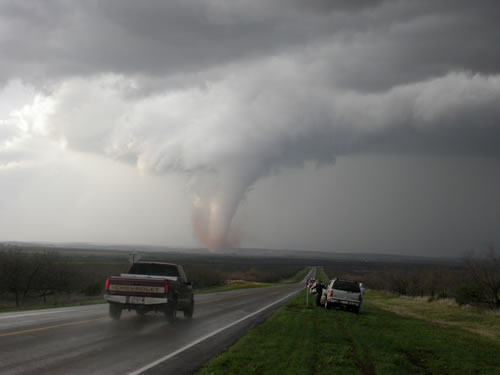 A picture tornado approximately 2 miles west of highway 256/70 intersection north of Turkey. The picture was taken by NWS employee Bruce Haynie.