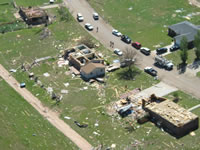 Aerial photo of Tulia storm damage (photo by Darrin Davis and Zane Price).
