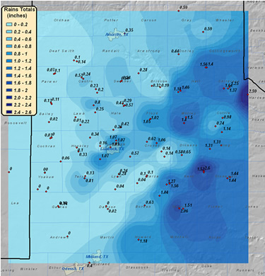 Map of Rainfall from April 9th