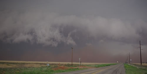 Image of Dust associated with thunderstorms over the northwest South Plains the evening of 25 May 2008.