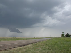 Picture of a storm as it approached Roaring Springs on 27 May 2008. Image was taken from Highway 70 a few miles south of Roaring Springs. Click on the image for a larger view. Photo by Gary Skwira.