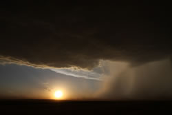 Picture taken of the storm that impacted Childress on the evening of 15 June 2006. The picture was taken from about 6 miles south of Childress look north-northwest. Image courtesy of Russell Graves. Click on the image for a larger view.
