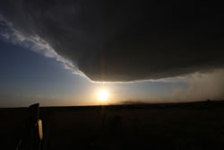 Picture taken of the storm that impacted Childress on the evening of 15 June 2006. The picture was taken from about 6 miles south of Childress look north-northwest. Image courtesy of Russell Graves. Click on the image for a larger view.