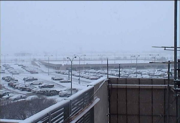 Image of snow falling at the Lubbock Airport during the early morning hours of February 11, 2010. Click on the image for a larger view.