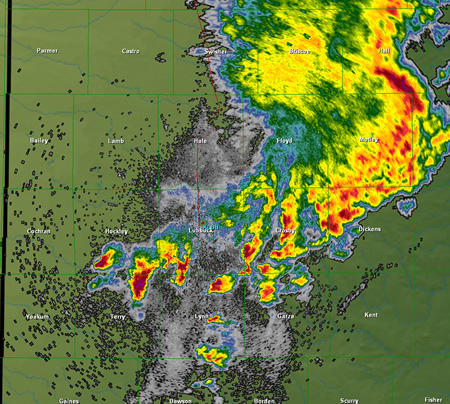 Image of the Lubbock radar reflectivity at 9 pm, October 21st