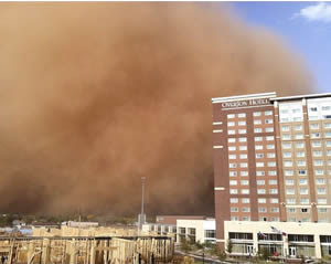 Picture captured of the haboob as it rolled north Lubbock. The picture is courtesy of Emily Davenport. Click on the image for a larger view.