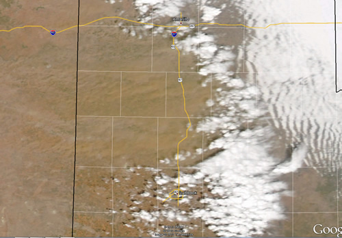MODIS visible satellite image taken around 3 pm on 23 March 2013. Click on the image for a larger view.