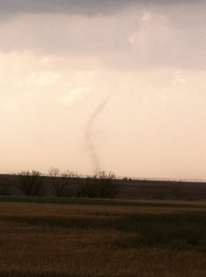 View of a landspout tornado taken near Floydada (courtesy Bruce Haynie). Click on the image for a larger view. 