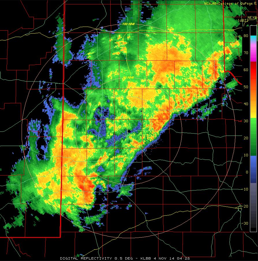 Radar image Monday night, November 3rd, 2014.