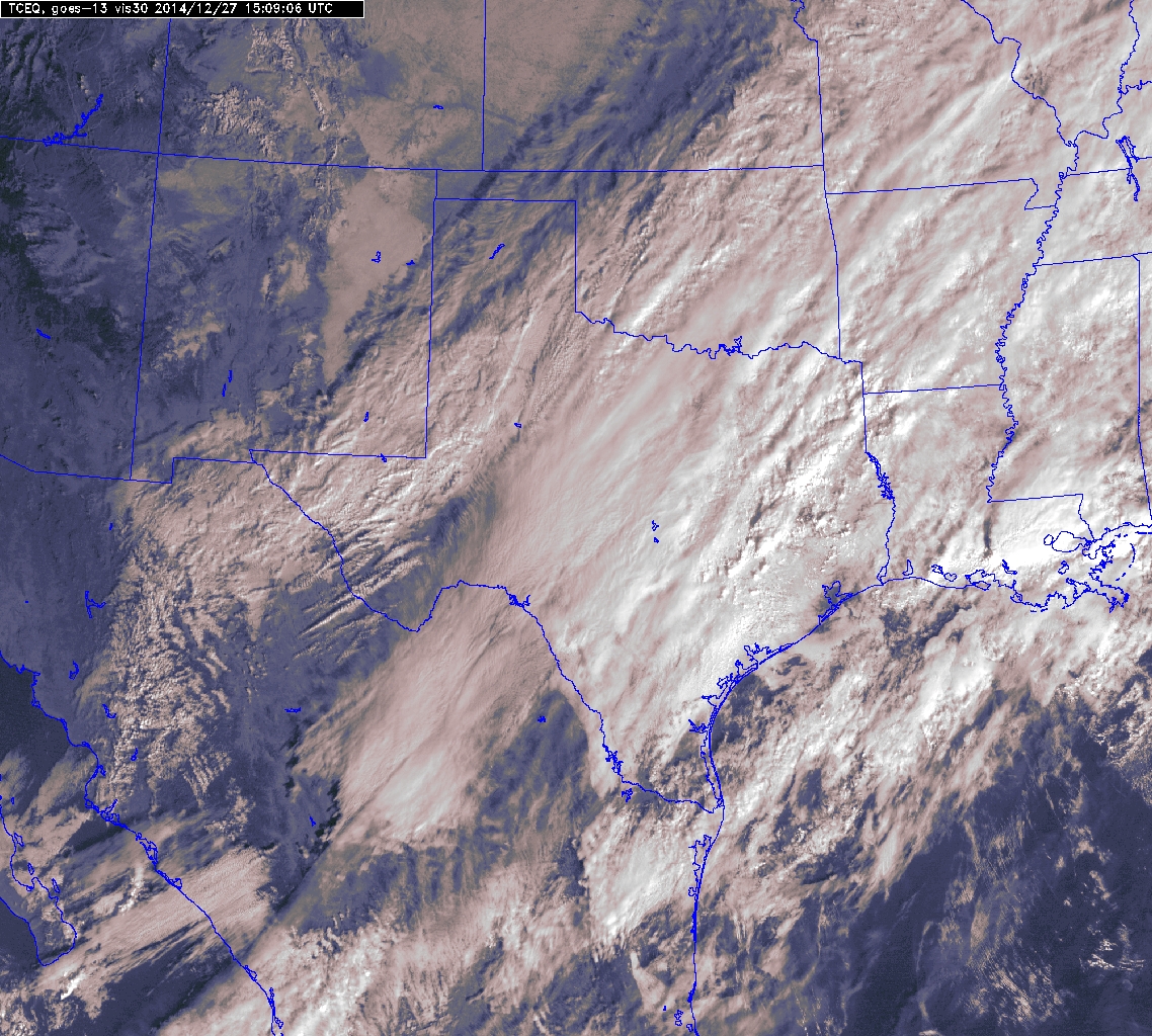 Visible satellite image taken at 9 am on Saturday, December 27th, 2014.